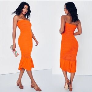 Lulu's Orange Strapless Dress